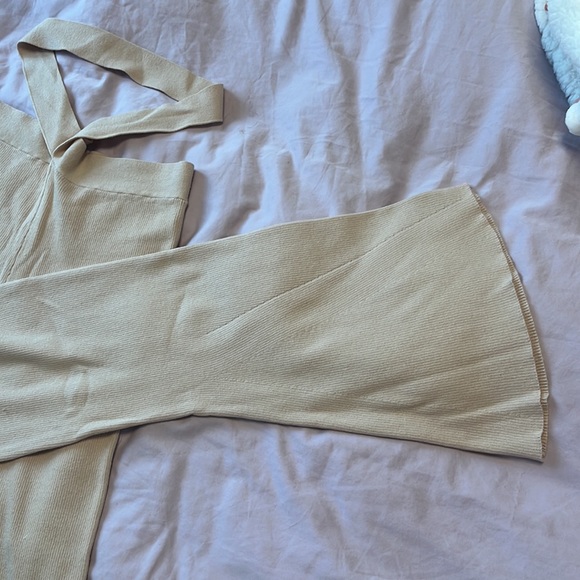 Cut Out Waist Wide Leg Knit Pants - Picture 3 of 4